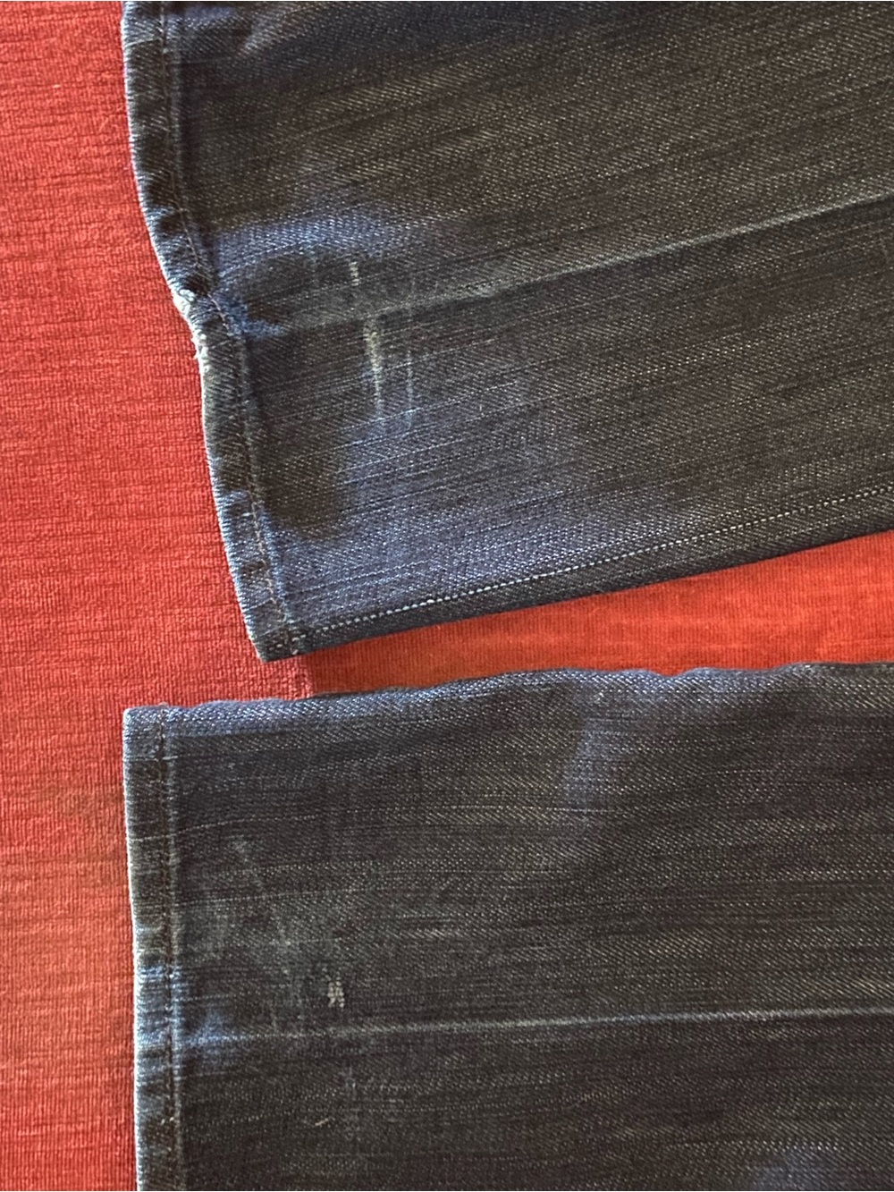 7 For All Mankind Dark Blue Straight Leg Jeans with Contrast Stitching - Picture 7 of 9